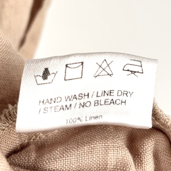 Mie Mini Gozo Dress Sz S Beige Linen Puff Sleeve Strappy Open Back Minimalist - Picture 5 of 13